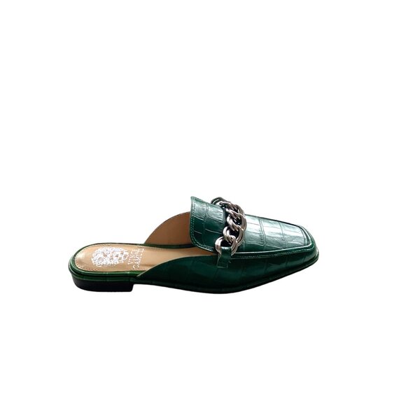 NS!!!  Vince Camuto Rachey Leather Croc Mules Green Size 6 Preppy Academia Quiet - Picture 3 of 12